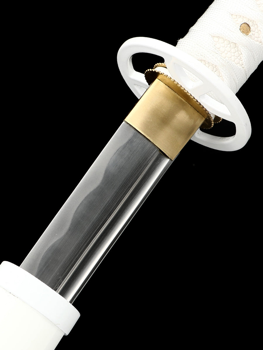 (6)Sleeve white Tang katana 1060T10 High Carbon Steel Sharp  Practical authentic Japanese katana cosplay