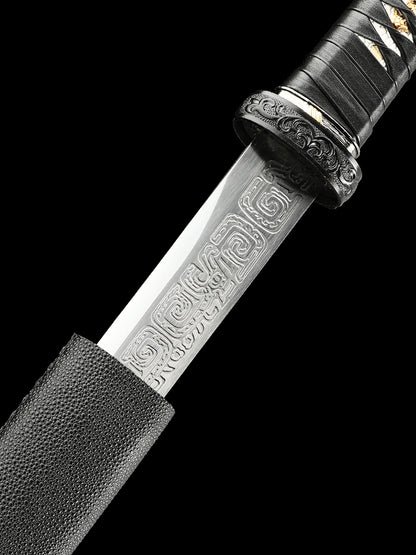 Japanese Ninja Straight Blade 1095 Steel Production Battle Preparation