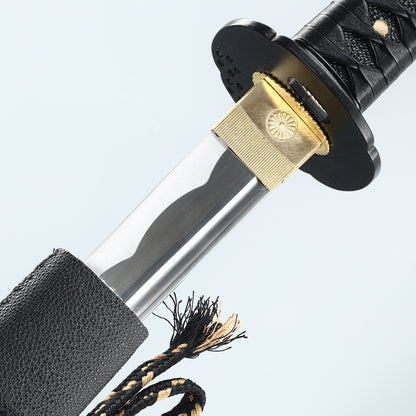 (91)Japanese Samurai Sword Katana Black High Carbon Steel Blade with True Full Tang
