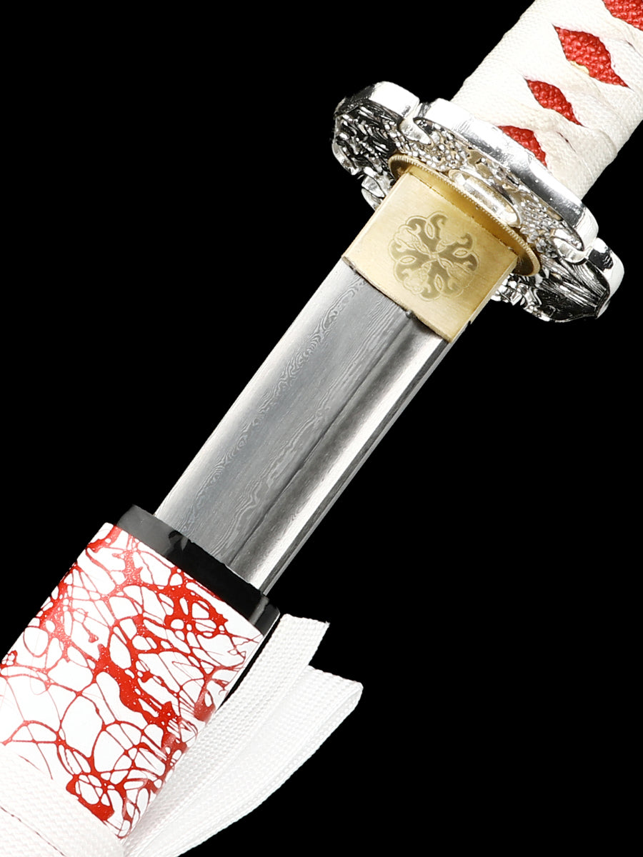 (87)Handmade Katana Samurai Japanese Damascus Steel Real Sword Full Tang Sharp