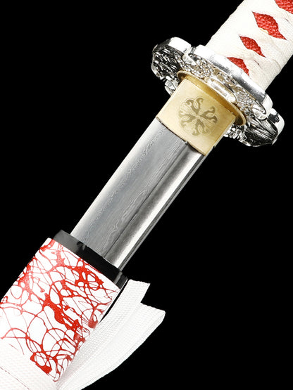 (87)Handmade Katana Samurai Japanese Damascus Steel Real Sword Full Tang Sharp