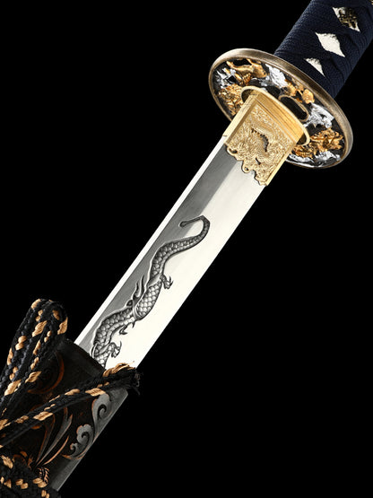 Dragon Sword Tan Sheath Hand Carved Dragon Exquisite katana