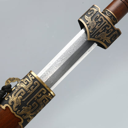 Chinese Han Dynasty Sword Damascus Steel Blade Eight sided Han Sword High end Collection