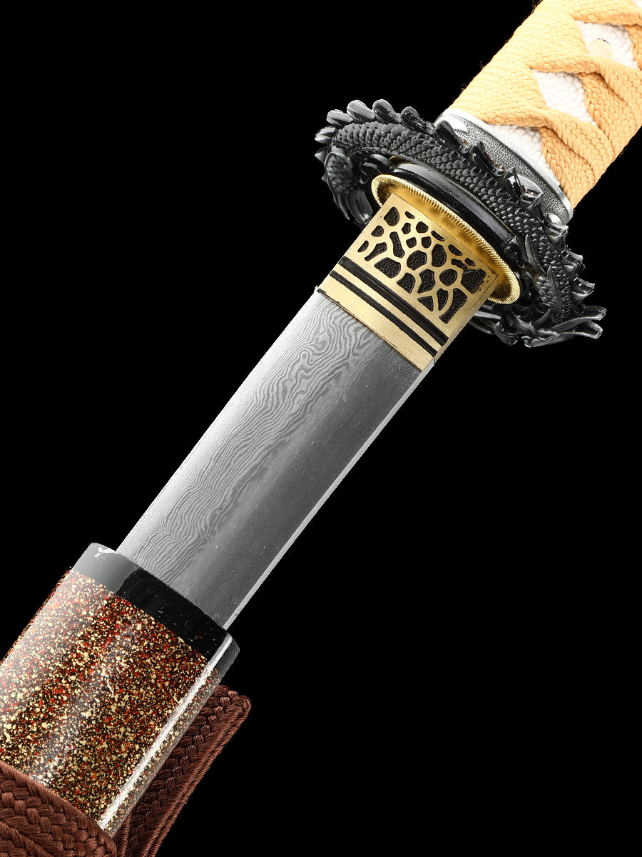 Yellow samurai sword, made of steel from Yama