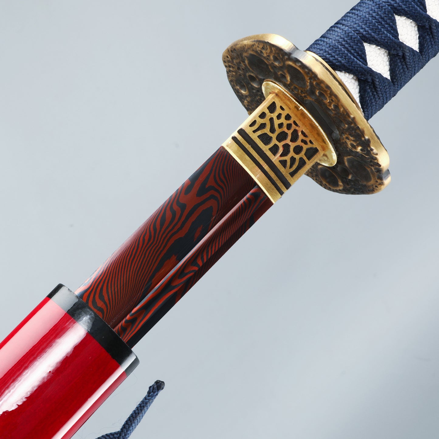 Handmade Authentic Japanese Samurai Katana Sword Full Tang Red Damascus Steel Collectible Men's Fine Gifts