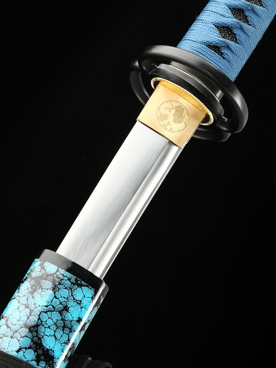 Handmade Japanese Katana Sword Musashi Blue scabbard