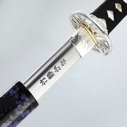 (31)Collection Authentic Japanese samurai sword, Handmade  all Tang 1095 Blue sheath, men's exquisite gift series