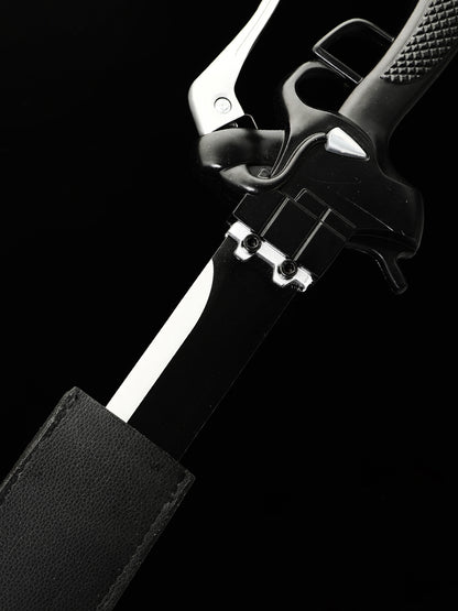 (A43)Pistol Handle Role Playing Knife Black Blade