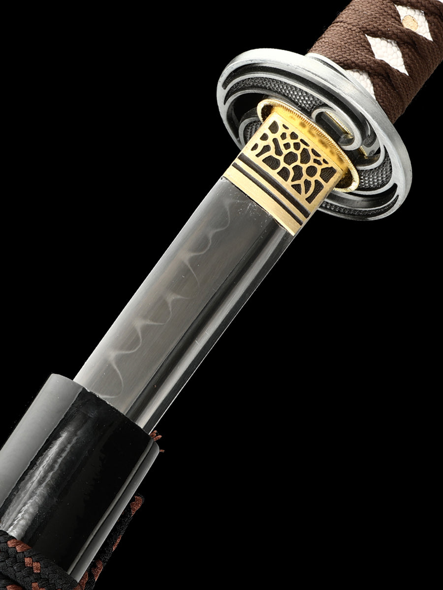 Katana Japanese samurai pattern black gold T10 steel forged