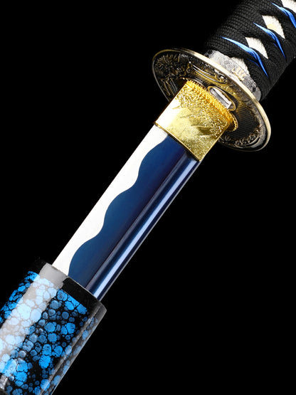 （71）forging Real 1060 High carbon steel sharp Full Tang katana | Practical authentic Japanese katana Blue scabbard