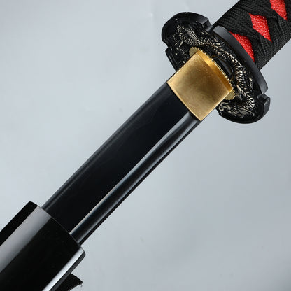 (18)Black handmade genuine katana sword