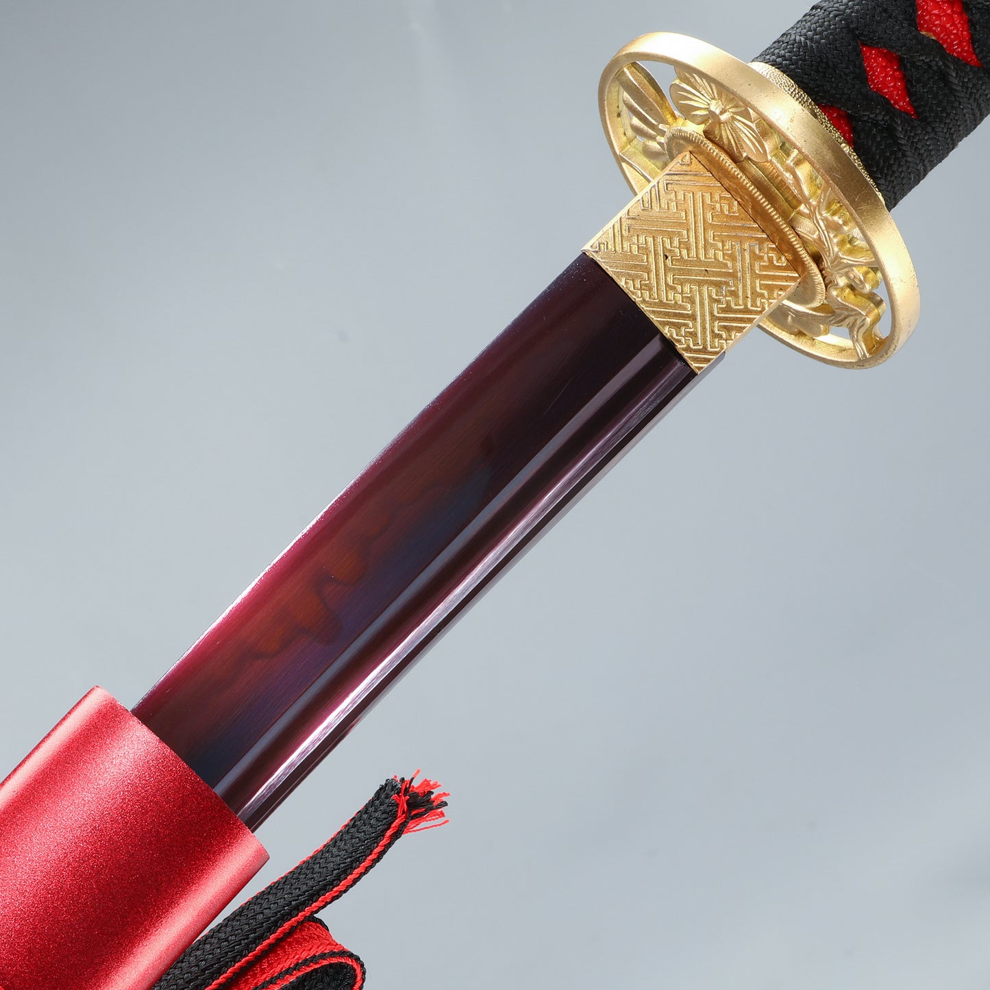 41 inch handmade authentic Japanese samurai katana all Tang red T10 steel burning blade men's fine gift collection