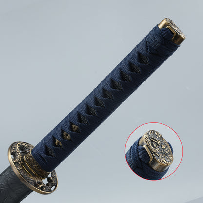 sword Handmade High Manganese Steel   Baked Blue Engraving Process