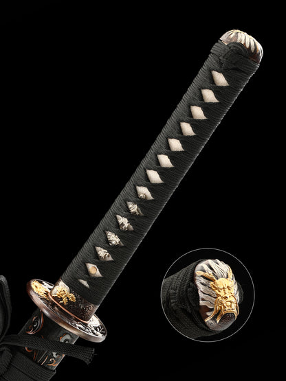 (201) High end samurai sword hand carved blade T10 steel hand ground