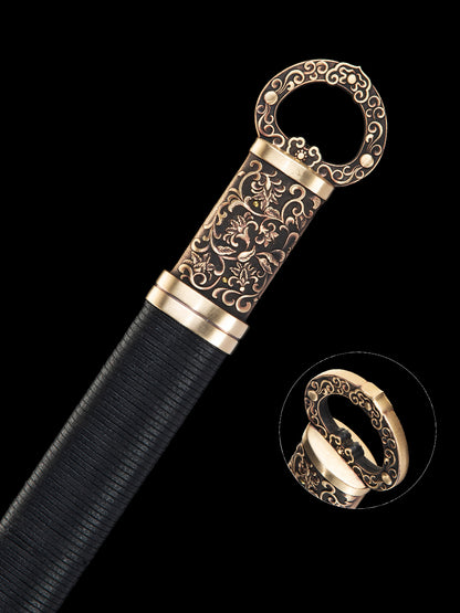 （A34）Chinese Tangdao handmade Damascus steel sheathed rosewood