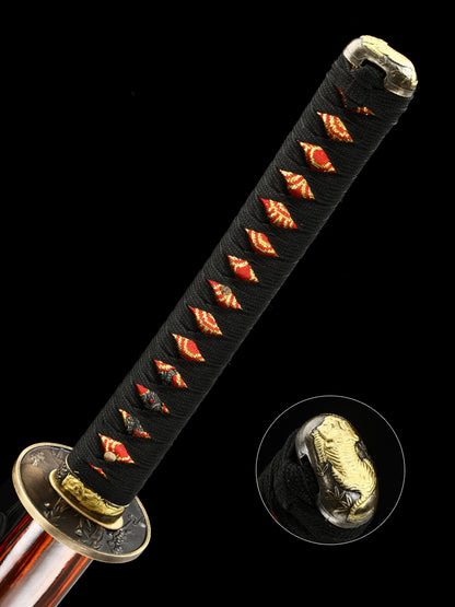 Home Decoration Samurai Sword Dark Red Sheath T10 Blade Handmade