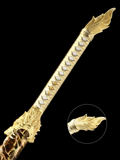 (145) Long knife made of 1095 steel in yellow