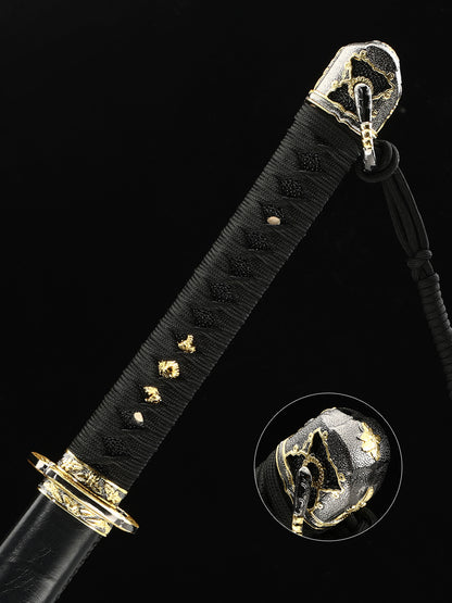 Japanese samurai sword Tai Dao T10 steel made black sheath