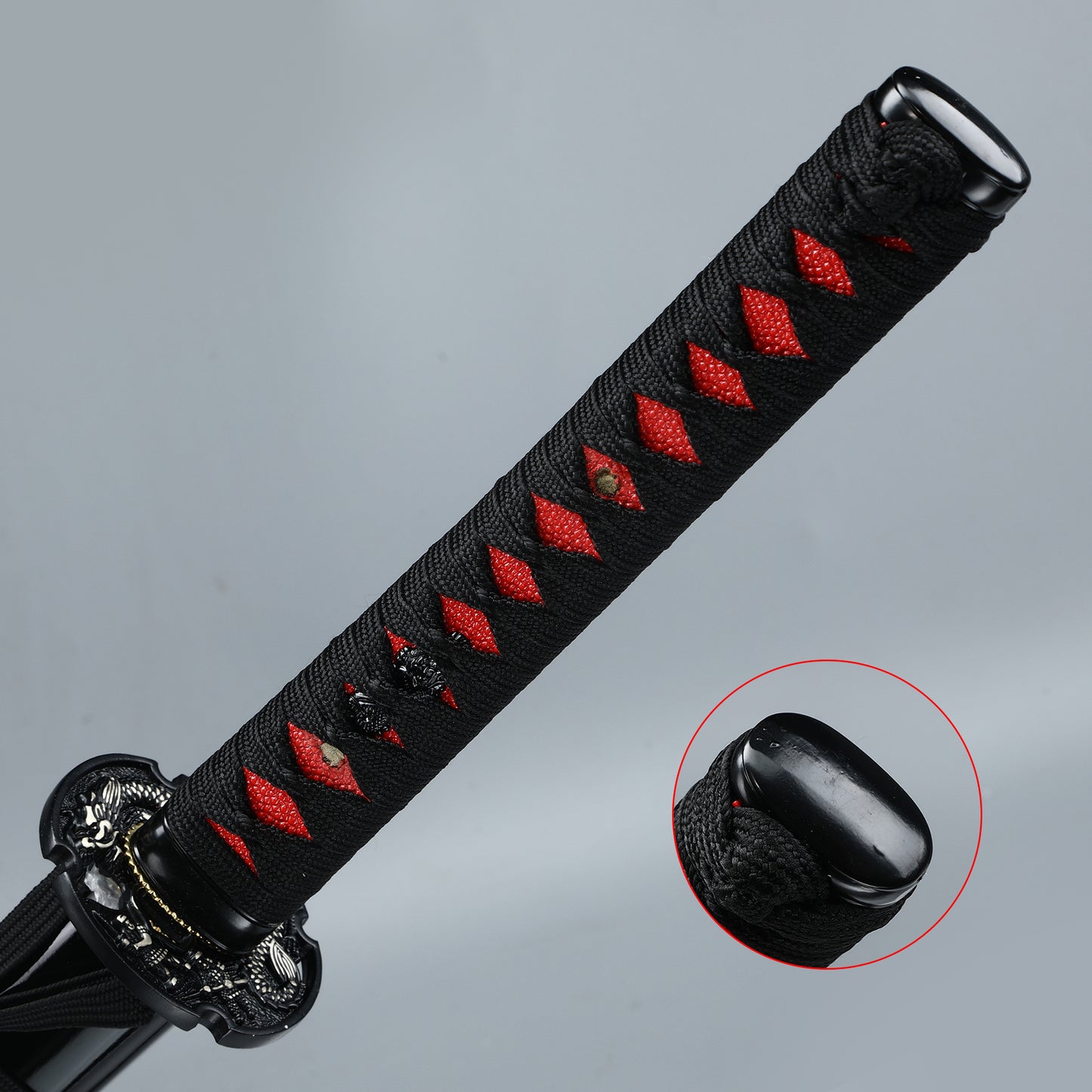 (18)Black handmade genuine katana sword