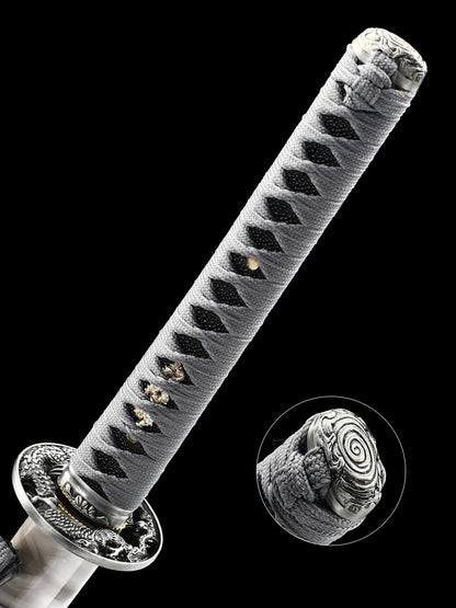 (61)Decorate authentic Japanese samurai swords, handmade 1095 steel blades with black lightning pattern dragon swords from the Tang Dynasty, collected by Tan Boutique