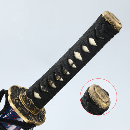 Advanced Samurai Handmade Katana Black T10 Steel Three Handcrafted Purple Sheath Full Tang