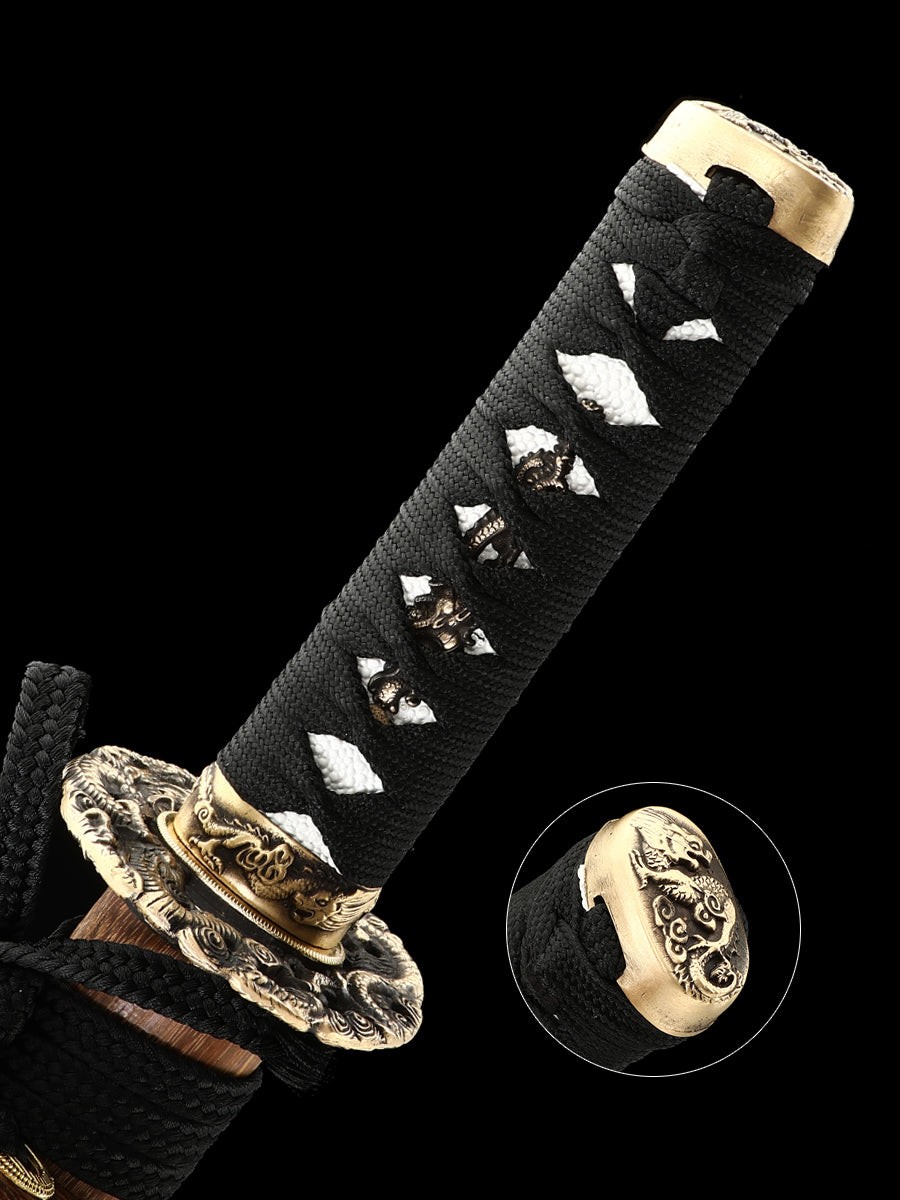Handmade Damascus steel decorative knife, Japanese samurai sword