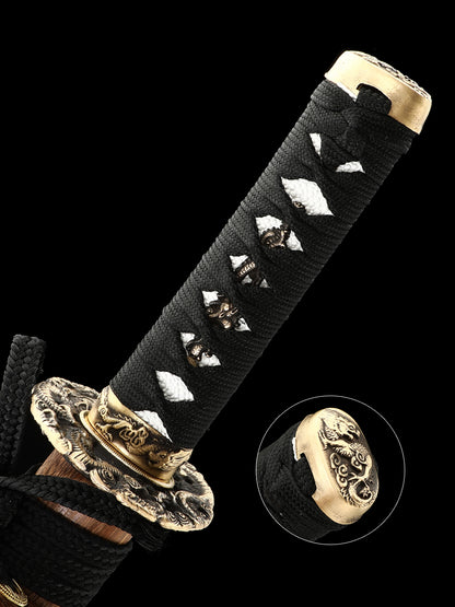 Handmade Damascus steel decorative knife, Japanese samurai sword
