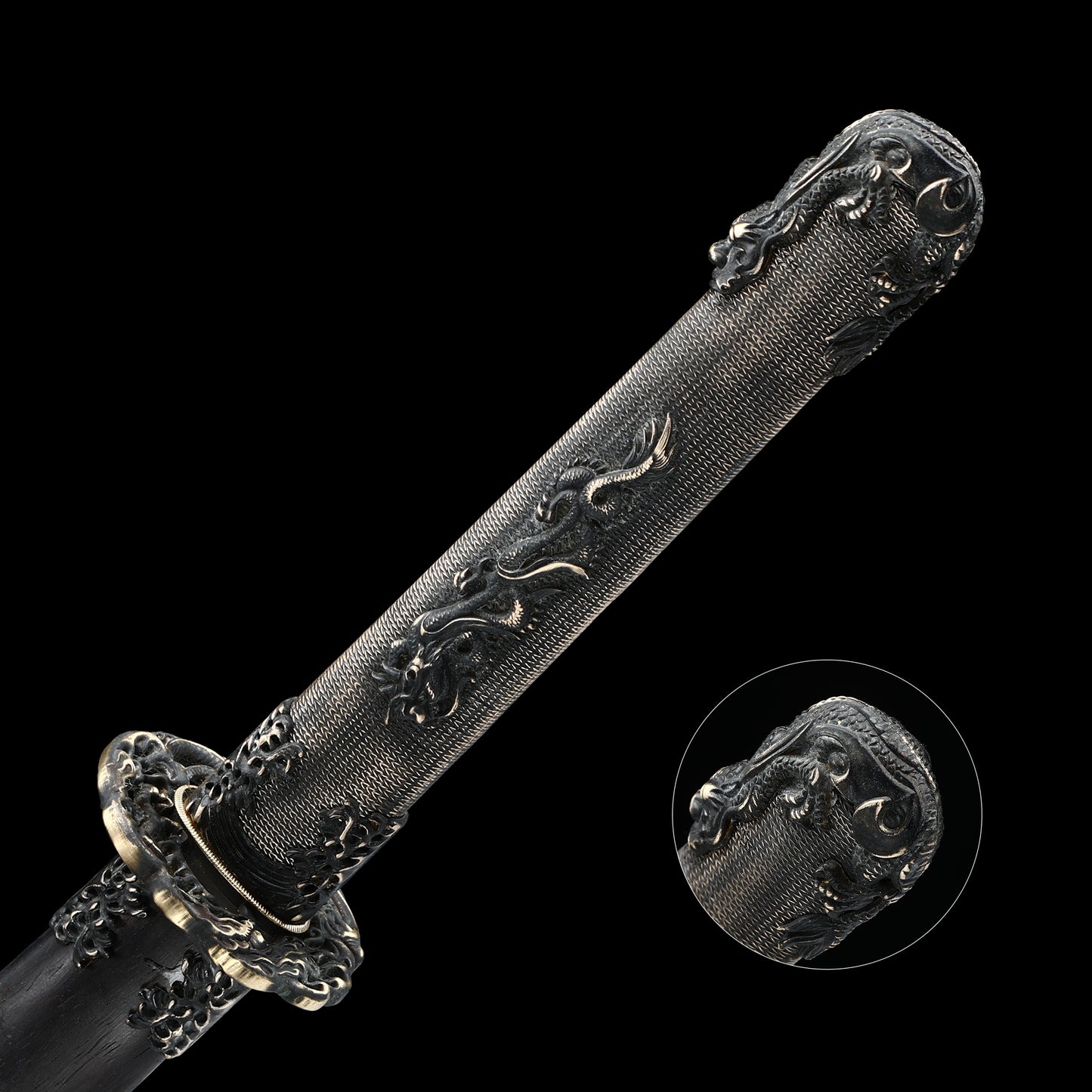 T10 steel handle made entirely of copper Solid wood scabbard dragon sword Tan Japanese style--S2084