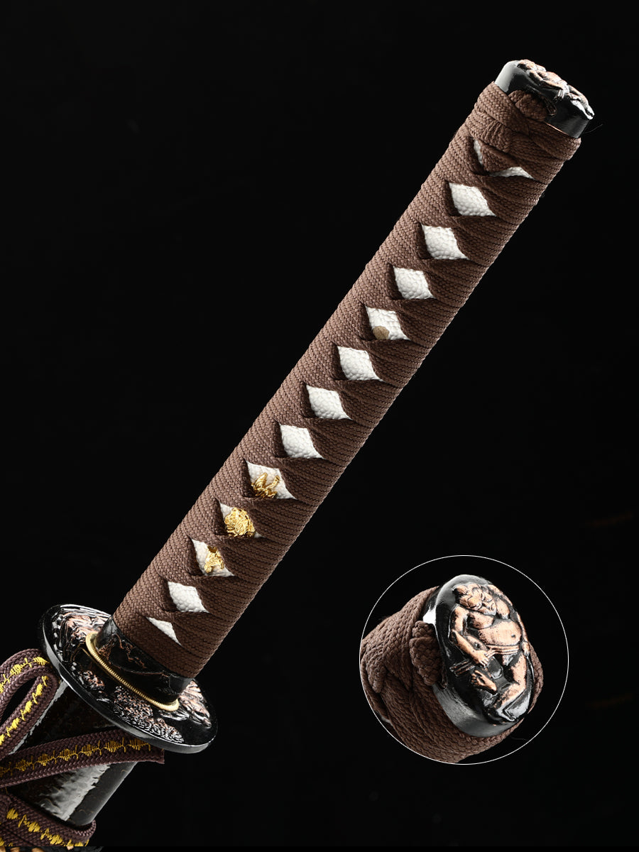 Katana Japanese samurai pattern black gold