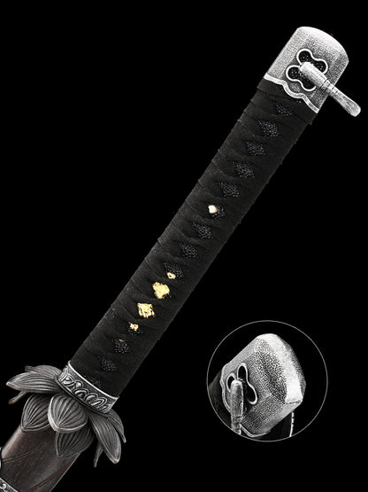 (44)Handmade authentic Japanese samurai sword manganese steel baked black knife men's boutique gift series