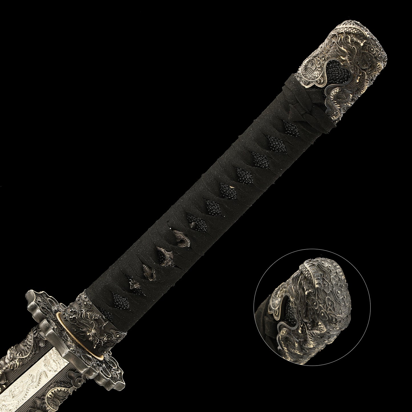 T10 steel fittings made entirely of copper Solid wood scabbard hand carved dragon sword Tan Japanese style--S2086