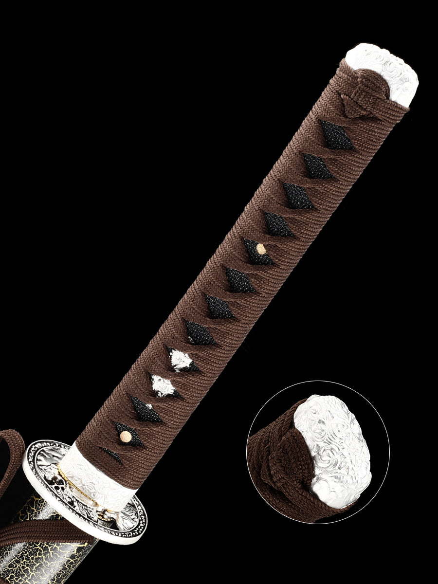 Handmade Japanese Victory Sword, High Manganese Steel Tiger Handheld Knife, Tan Samurai Sword