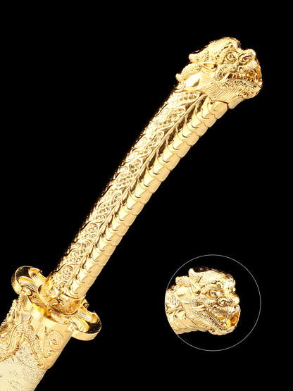 66Chinese Tang Knife Home Decoration Yellow Sheath Collection Gift