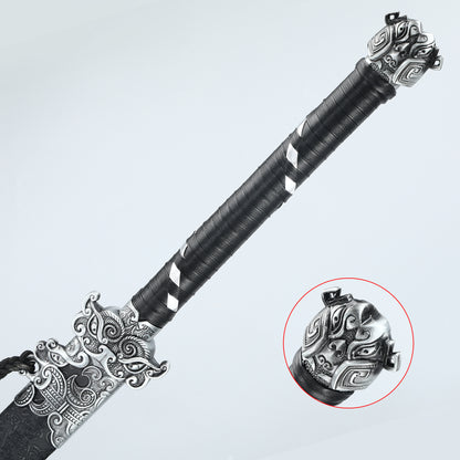 Tang Dynasty Sword Chinese Blade High Carbon Steel Black Dragon Pattern Sheath