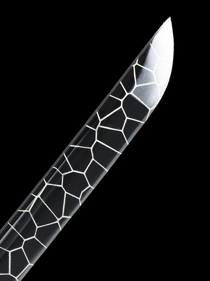 (31)Handmade authentic Japanese Samurai sword 1060 steel baked black