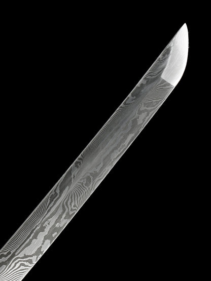 Japanese handmade Damascus steel samurai sword with yellow scabbard decoration collection
