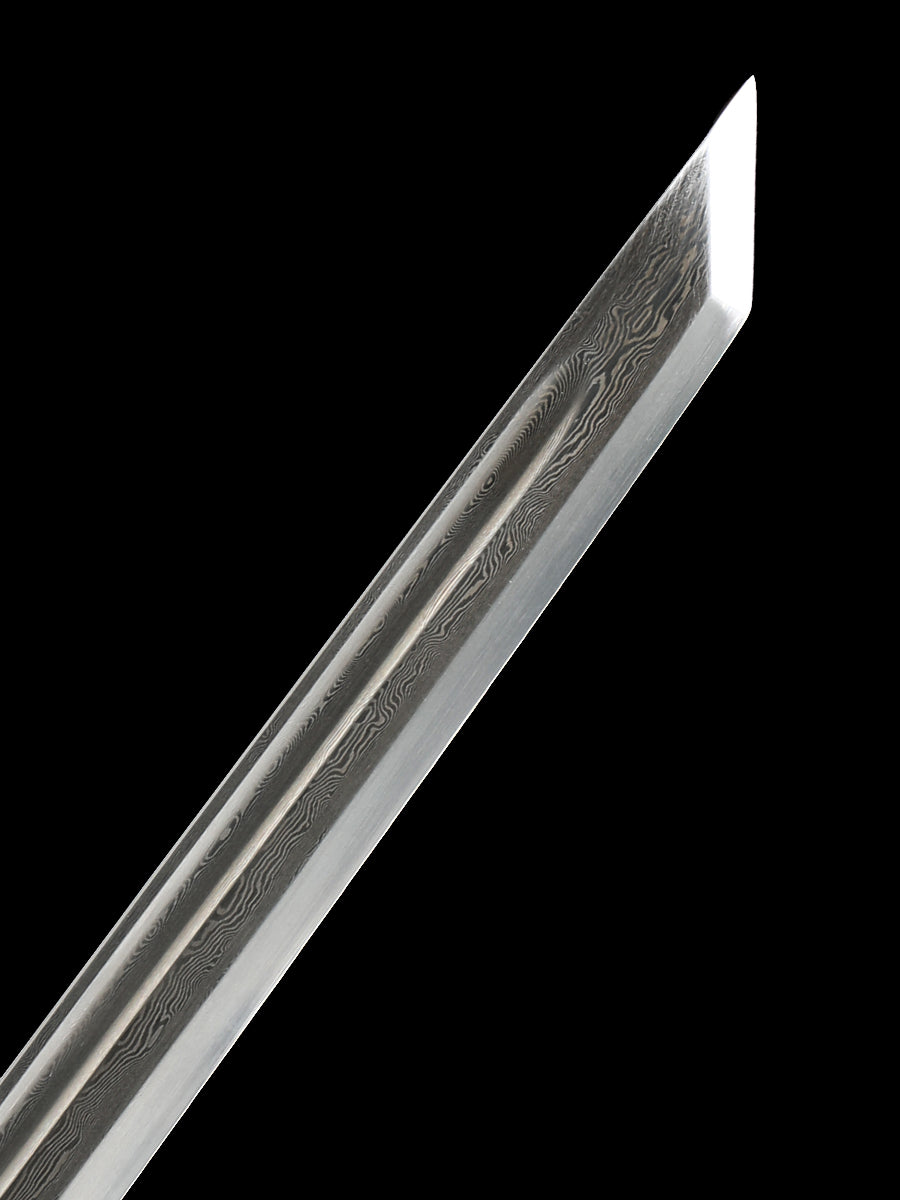 （A34）Chinese Tangdao handmade Damascus steel sheathed rosewood