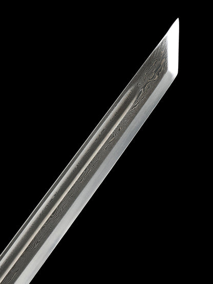 （A34）Chinese Tangdao handmade Damascus steel sheathed rosewood