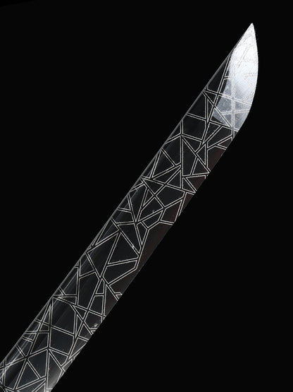 (36)Handmade authentic Japanese Samurai sword 1060 steel baked black