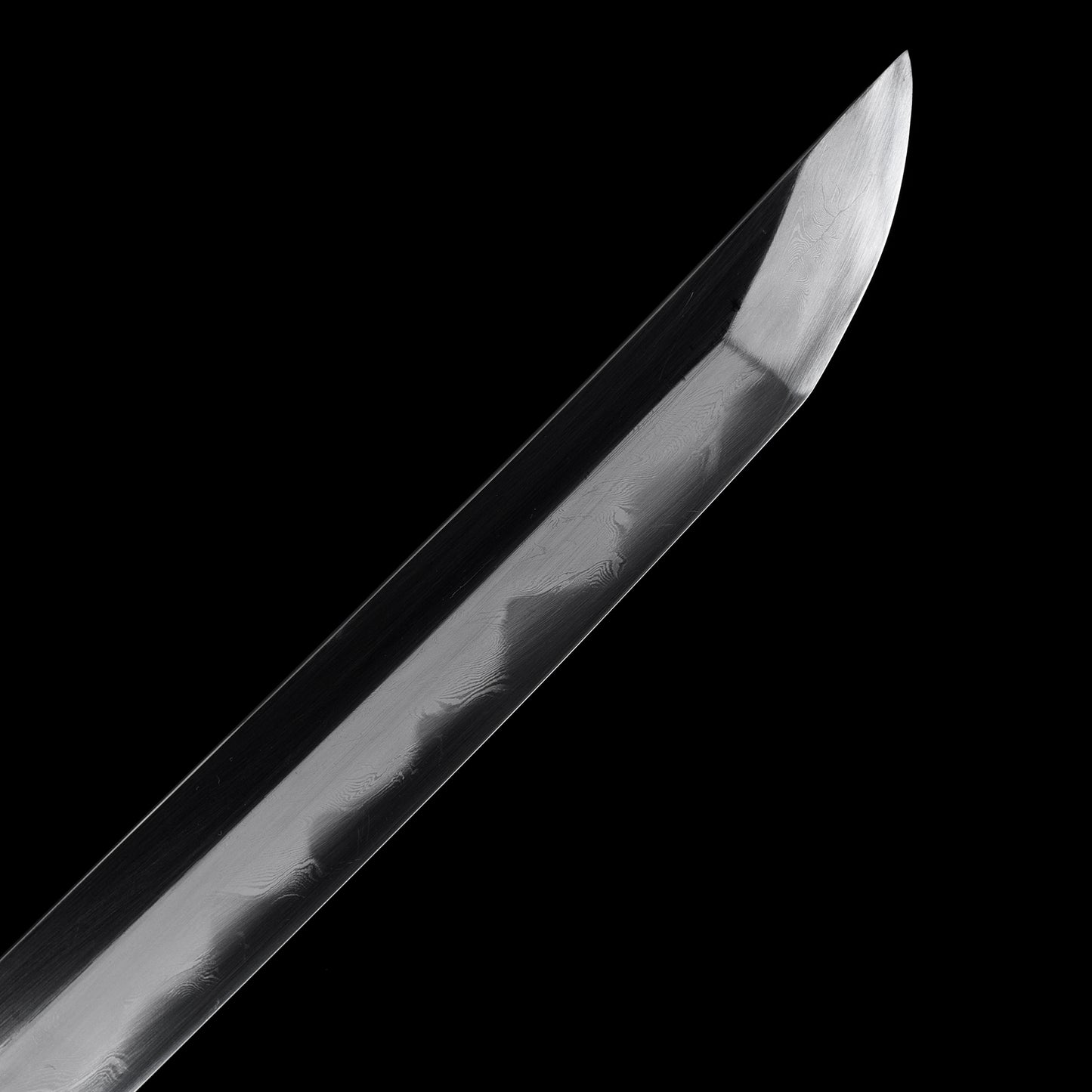 Damascus Steel Covered Earth Burning Blade Warrior Sword, with Handmade Fish Skin Sheath Body and Red Sheath--S2074