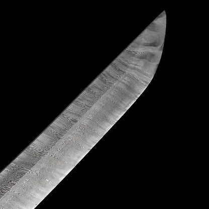 Handmade forged patterned steel twisted pattern all copper scabbard exquisite hand carved knife Tan--S2078