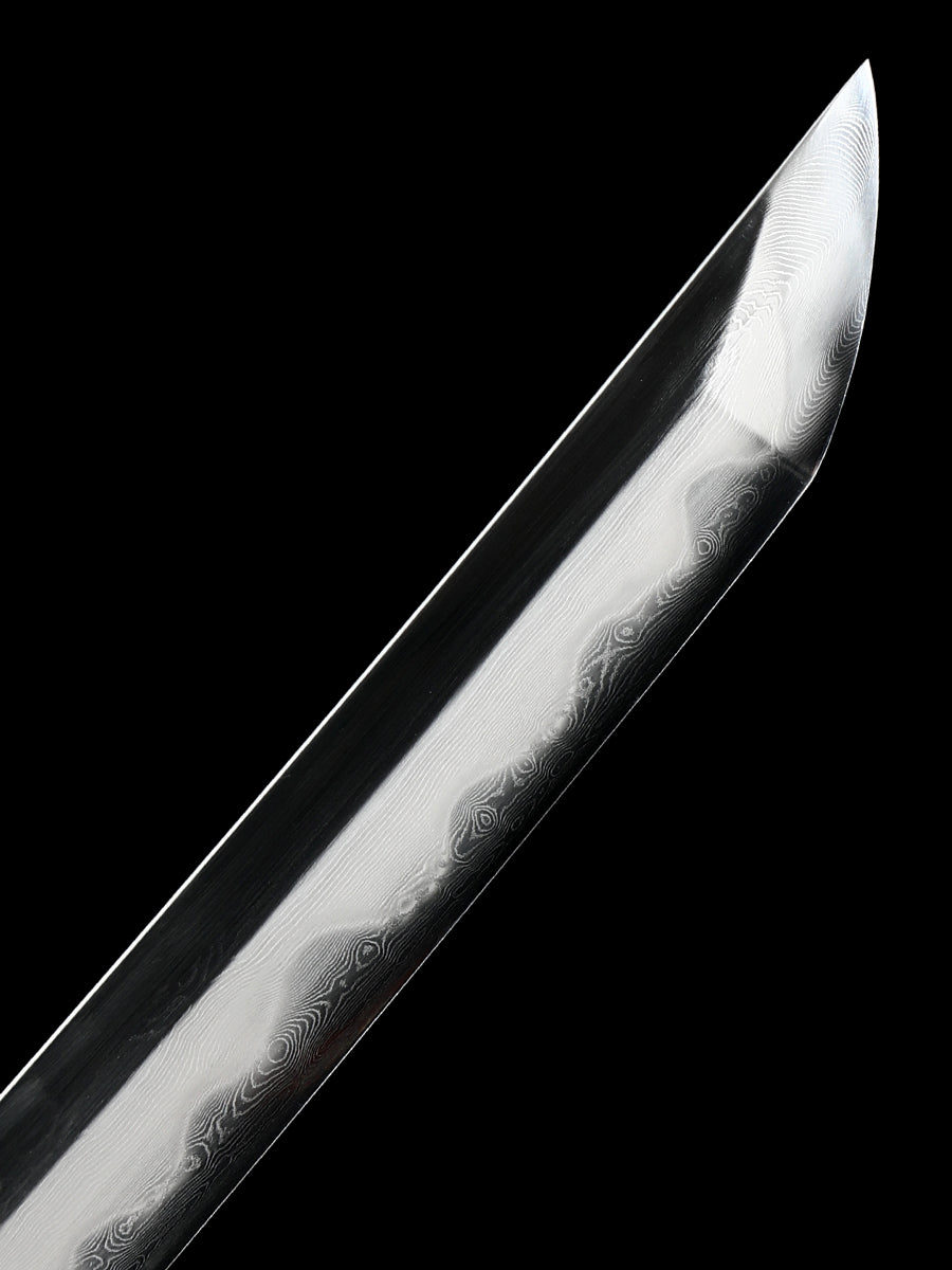 Hand-made Japanese katana Damascus steel covered soil burning blade blade