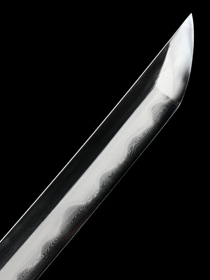 Hand-made Japanese katana Damascus steel covered soil burning blade blade