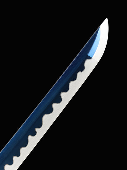 Handmade Japanese Katana Sword High Manganese Steel With Blue Blade And Scabbard