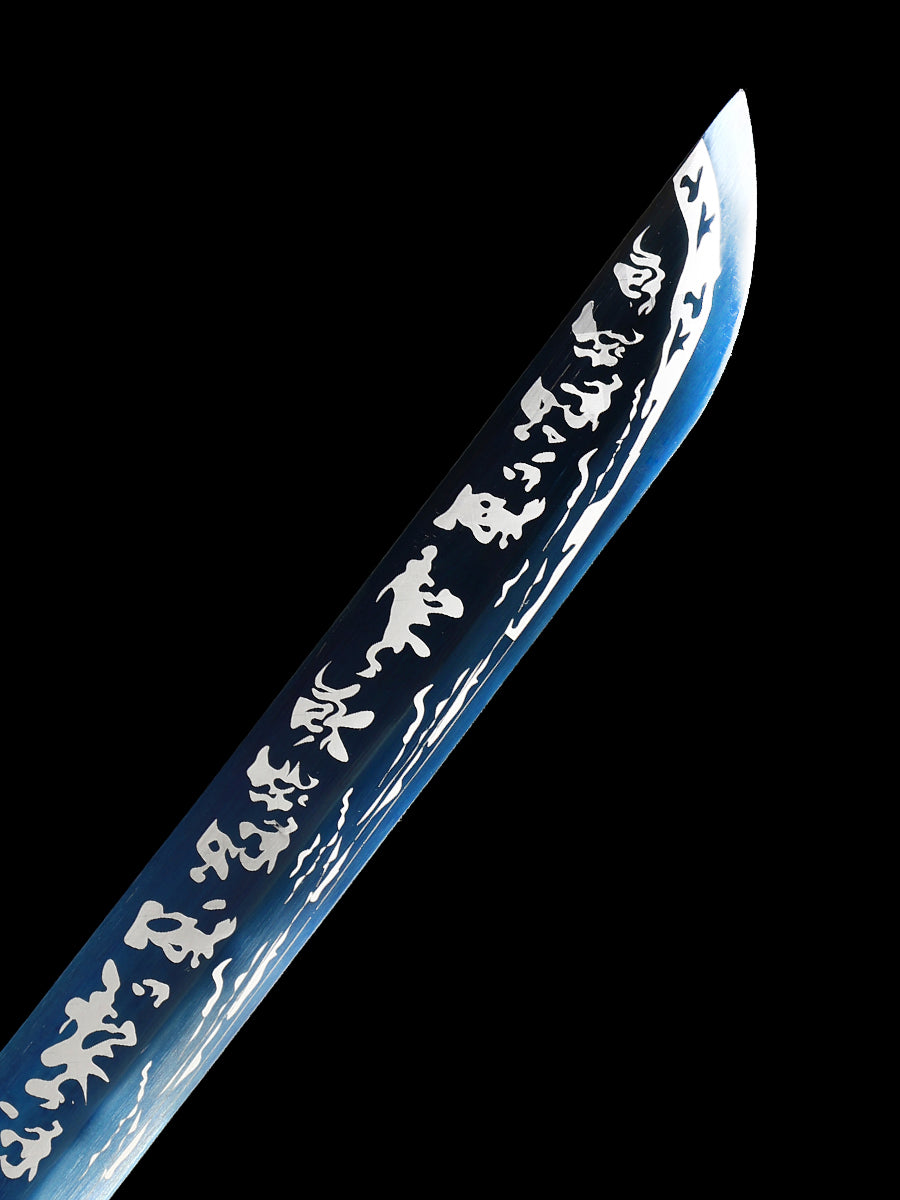 （48） Handmade 1095 steel blade with long knife, baked blue