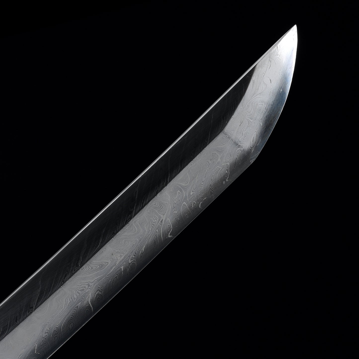Hand forged Damascus steel for making Japanese style ground green fish skin sheaths--S2083