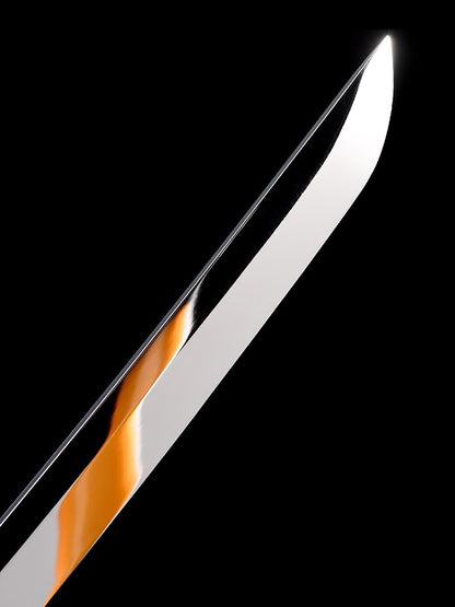 Yellow scabbard mirror edged samurai sword