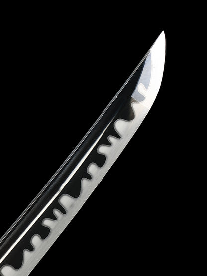 Japanese sword hand forged short samurai sword 1095 manganese steel baked black grinding wave pattern collection decoration