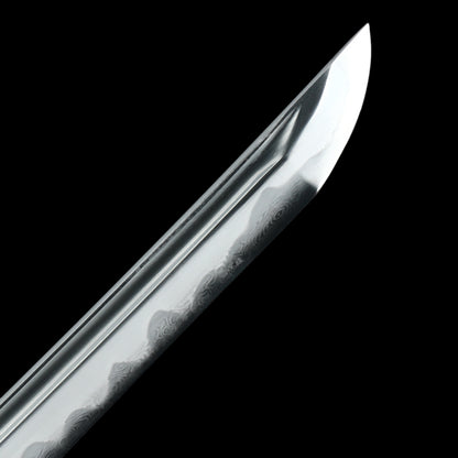 Hand forging patterned steel to make earth covered burning blades Lion Knife Tan Blue Sheath--S2080