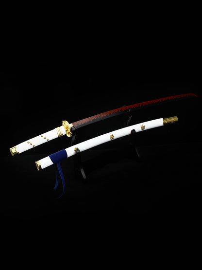 Role playing samurai sword real sword 1060 steel blade red white sheath